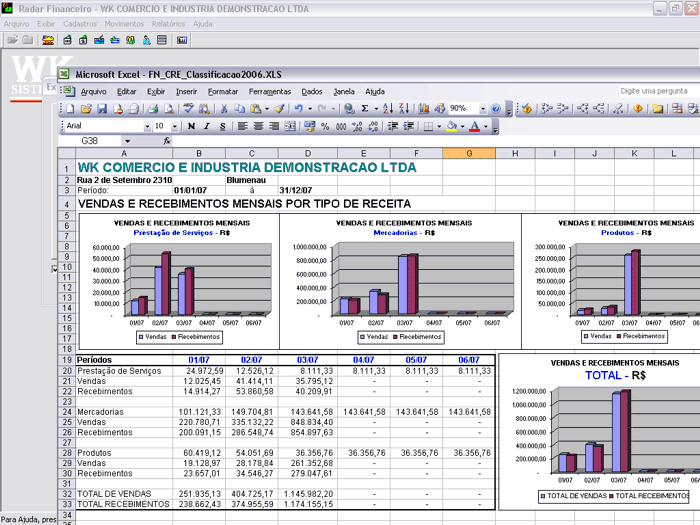 Integração on-line com planilhas Excel.