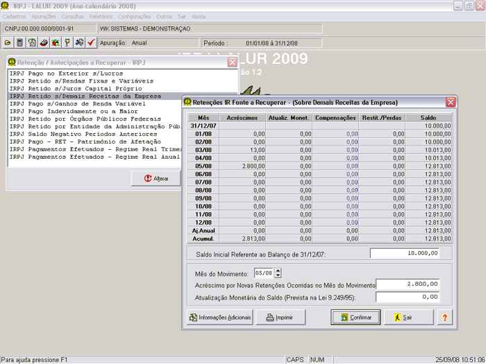 Controle de valores a recuperar