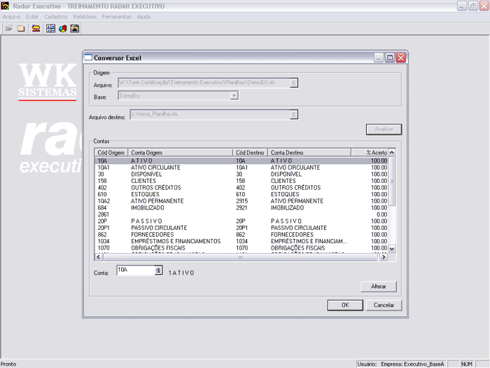 Conversão de uma determinada planilha para outra.