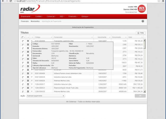 Autorização de Pagamentos